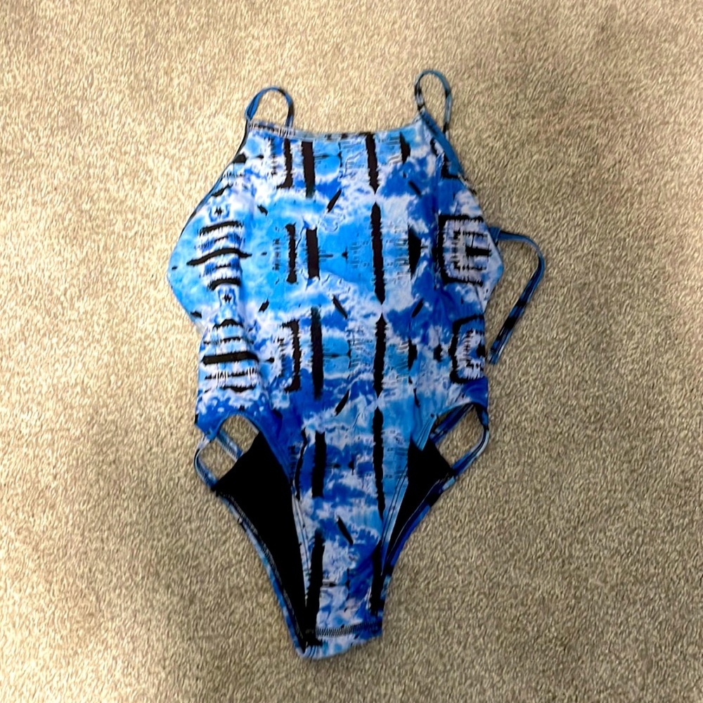JOLYN “Nico 2” Blue Tie Die, Tie Back Onesie - Size 26